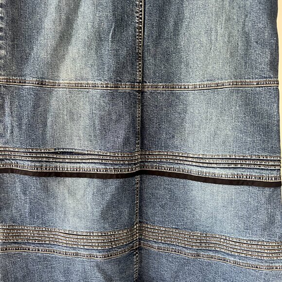 "Vintage" Anthropologie Louie Western Denim Maxi Skirt  Pockets - 90's - Size 10 - Picture 9 of 9